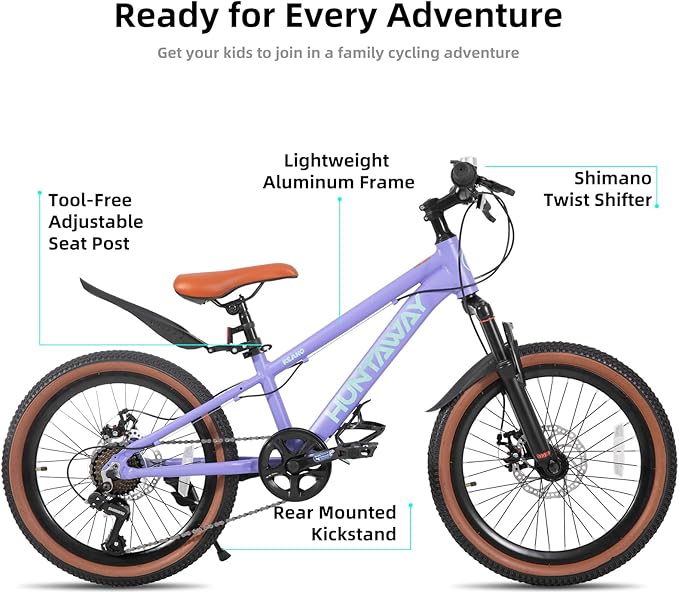 KEANO Huntaway 20 24 Inch Kids Bike for Boys & Girls Ages 7-12 Years Hardtail Mountain Bike for Kids with Aluminum Frame and 7-Speed Drivetrain Children Bicycle