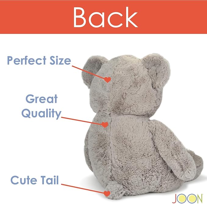 JOON Huge Teddy Bear - 38 Inches, Light Gray, Fluffy Faux Fur, Ribbon & Bow Signature Footprints- Huggable & Lovable Joy – Gift for Baby Showers, Loved Ones – Perfect Large Cuddly Plush Toy Companion