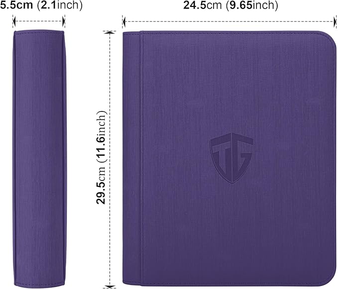 Toploader Binder,Holds 112 Toploaders, 4 Pocket Top Loader Binders for 3" x 4" Rigid Card Holders for Trading Cards or Sports Cards Binders (Purple)