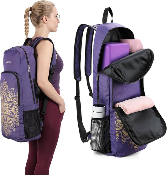 Gonex Yoga Mat Bag, 2 Carry Ways Yoga Backpack with Wet Compartment Metal Zippers for Women Men, Large Capacity Yoga Mat Carrier for Yoga, Gym, Travel