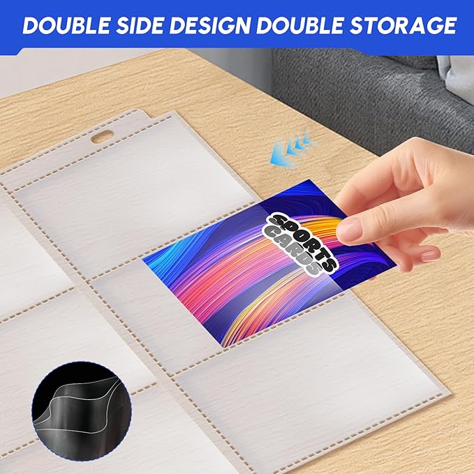 200 Pack 9 Pocket Trading Card Sleeve Pages,Page Protectors Card Sleeves Binder Sheets for 3 Ring Binder,Card Binder Sleeves for Baseball, Football, Game Sport Business Cards