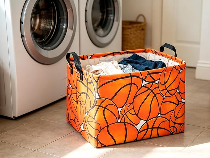 CLOCOR Rectangular Basketball Storage Basket Empty, Gift Basket, Room Decor(Basketball)