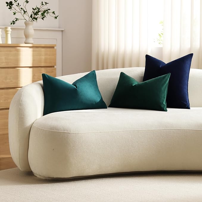 Euro Sham Covers 24x24 Navy Blue: Pack of 2 Cozy Soft Velvet Square Modern Luxury Decorative Throw Pillow Cases for Sofa Couch Living Room Bed Home Decor