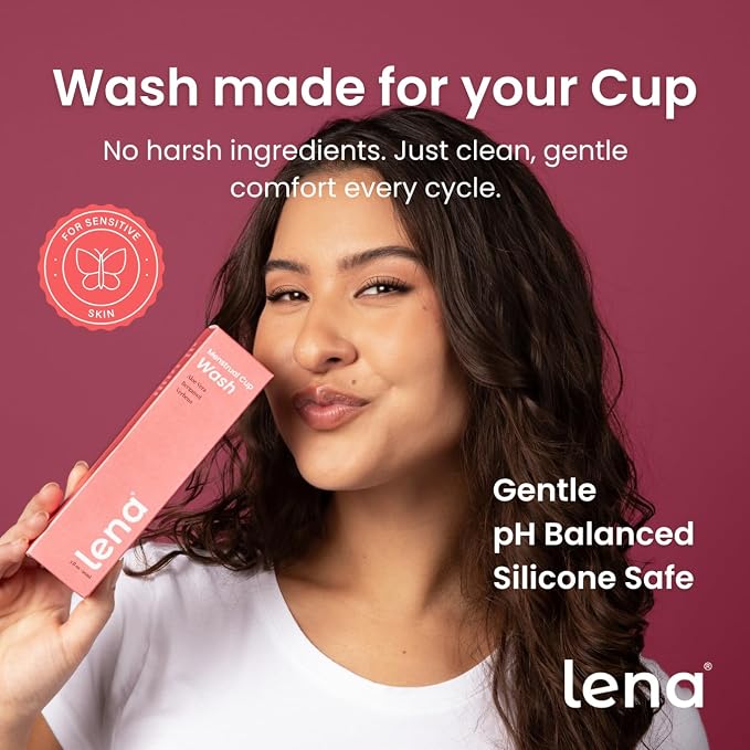 Lena Sensitive Small Menstrual Cup & Lena Cup Wash – Soft Reusable Silicone Period Cup and Gentle Cleanser Set for Comfortable, Easy Care