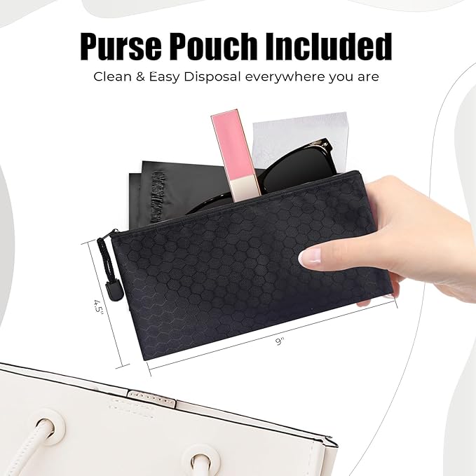 160 pcs Sanitary Napkin Disposal Bags, Personal Care Feminine Hygiene Disposal Bags, Opaque, Odor Control, Discreet Disposal for Tampons, Pads, Liners,Diapers, with Pouch, Black, Packaging May Vary