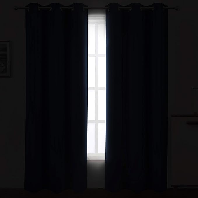 LEMOMO Navy Thermal Blackout Curtains/38 x 84 Inch/Set of 2 Panels Room Darkening Curtains for Bedroom