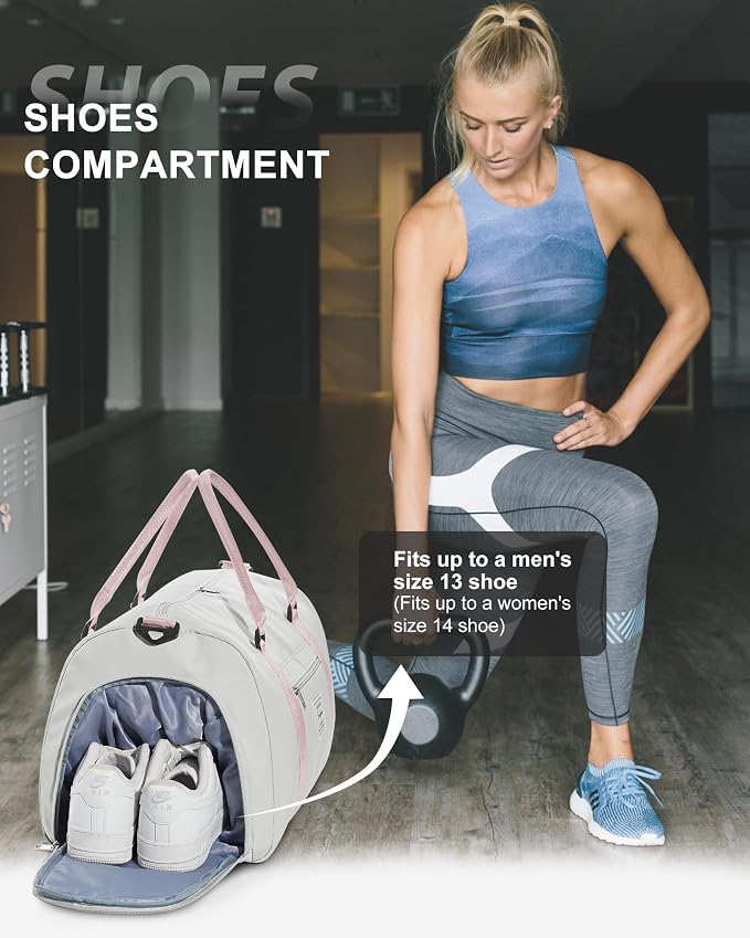 Gym Bag Womens Mens with Shoes Compartment and Wet Pocket Travel Duffel Bag for Women for Plane Sport Gym Tote Bags with Toiletry Bag Waterproof Weekend Overnight Carry on Bag Hospital Holdalls