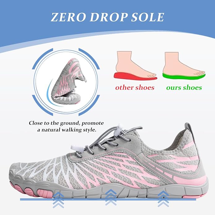Barefoot Shoes for Women & Men, Grounded Walking Hiking Barefoot Shoes, Wide Toe Box Non-Slip Water Athletic Footwear, Comfortable Vitality Barefoot Footwear, Trail Running Sneakers Unisex