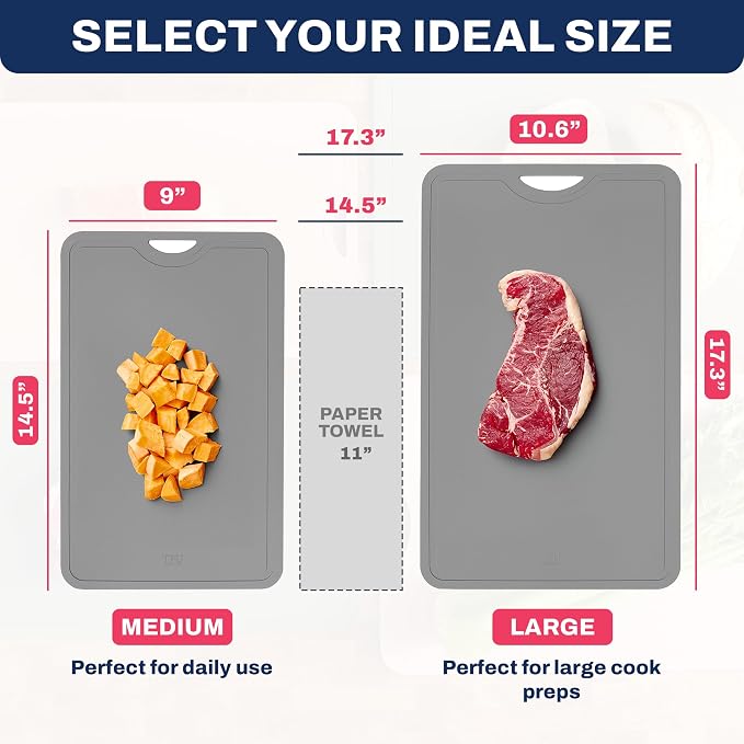 TPU Cutting Board Flexible Mat, 17.3" x 10.6" Nonslip Korean cutting board for kitchen, BPA Free Flexible Chopping Board, TPU Material Double-sided Dishwasher Safe