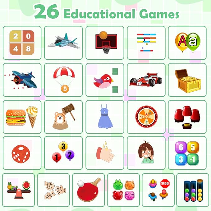 Smart Watch for Kids, with 26 Puzzle Games, Touch Screen, HD Camera, Alarm Clock, Toys for Ages 4-12 Years Old.Birthday Gift for Boys Girls (Green)