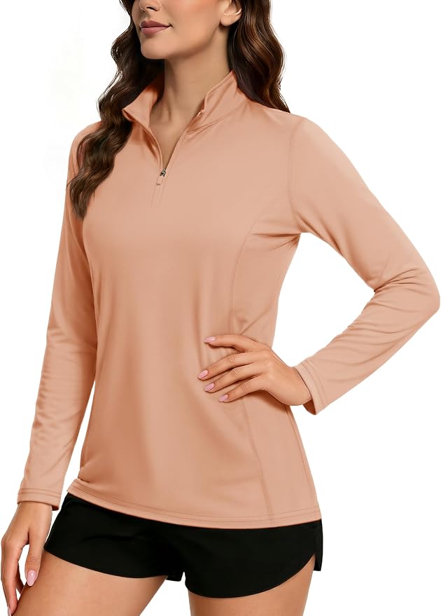 TACVASEN Women's Quarter Zip Pullover Golf Shirts UPF 50+ Long Sleeve Sun Shirts UV Protection Workout Tops