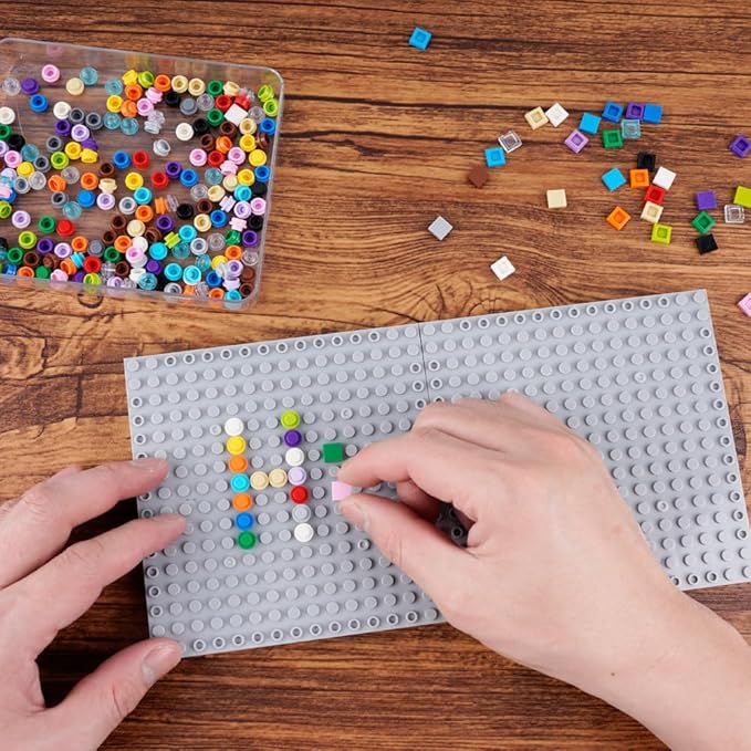 Brick 16x16 Plate 1/3 with Holes,Pins Suppor Pillar Classic Building Block Bulk Parts and Pieces Sets,Pixel Art Painting Base Compatible with 65803(Light Gray)