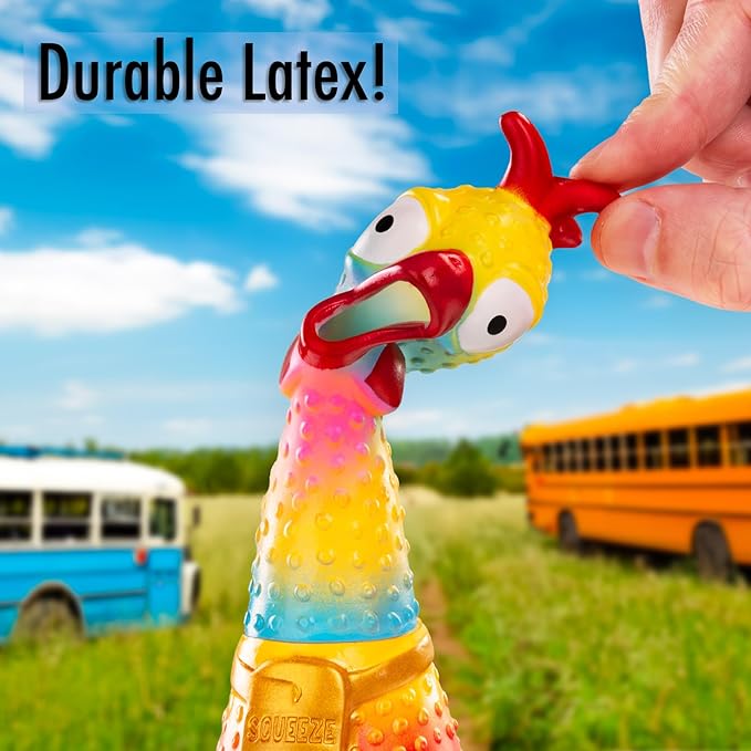 Animolds Squeeze Me Rubber Chicken Toy | Screaming Squeaky Chicken for Kids & Dogs | Novelty Prank Gag Gift (Single)