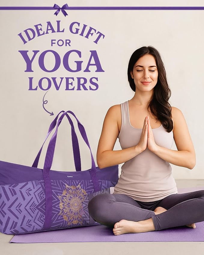 Gonex Yoga Mat Bag, Extra Canvas Gym Bag with Waterproof Pocket Metal Zipper, Fits Mat & Blocks, Stylish Yoga Mat Carrier for Women, Ideal for Yoga, Pilates, Workout, Travel