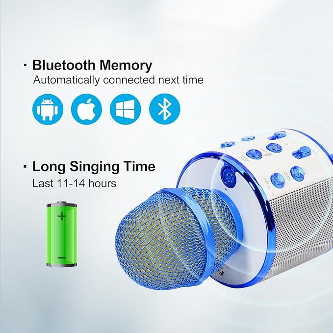 Karaoke Micorphones for Kids Wireless Bluetooth Karaoke Machine for Child Musical Toys Micorphones for Girls Boys Children Birthday Party Home KTV Thanksgiving Kids Gifts