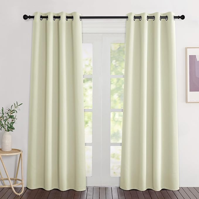 NICETOWN Grommet Blackout Curtains 2 Panels, Room Darkening Window Treatments, W46 x L80, Beige