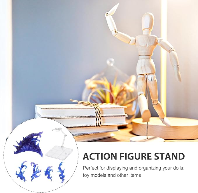 Action Figure Stand Set with Fire Effects - Purple & Blue Display Holder for 6-12 Inch Models Easy Assembly and Sturdy Support