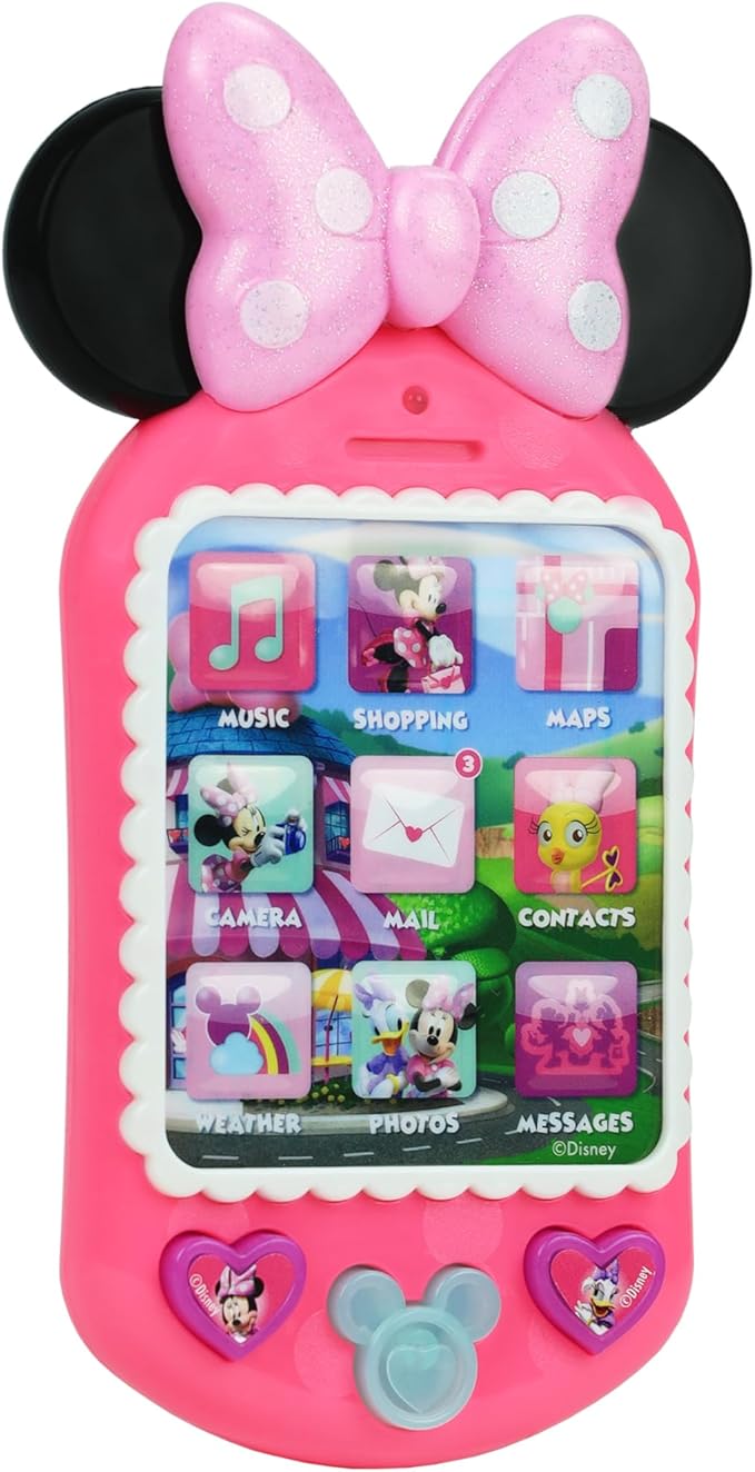 Disney Junior Minnie Bow-Tique Why Hello Pretend Play Cell Phone, Lights and Sounds, Batteries Included, Kids Toys for Ages 3 Up by Just Play