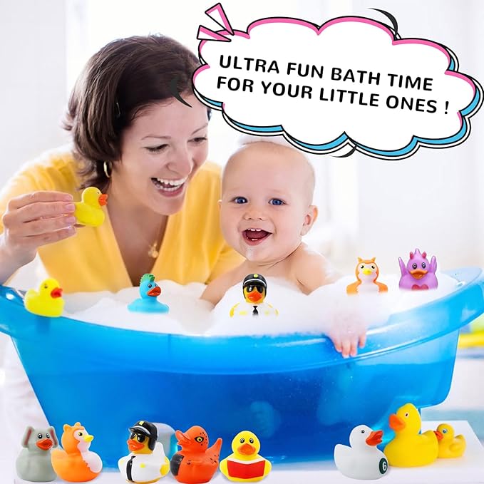 30 Pack Rubber Ducks for Jeeps 2.3 Inch Bulk Floater Jeeps Ducks for Ducking Assortment Rubber Duckies for Kids Baby Bath Toys Birthday Gifts Christmas Party Favors Summer Beach Pool Activity