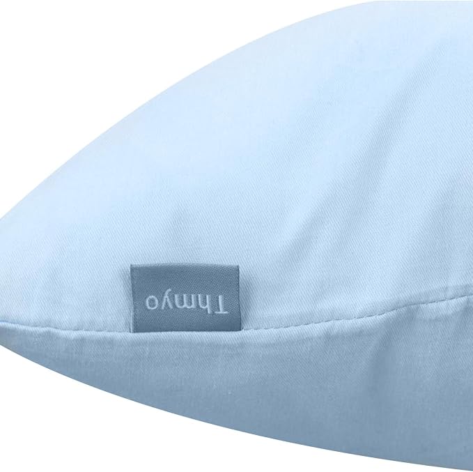 4-Pack 100% Cotton Comfortable Solid Decorative Throw Pillow Case,Thmyo Square Cushion Cover Pillowcase Sublimation Blank Pillow Covers DIY Throw Pillowcase for Sofa(24x24 inch/ 60x60cm,Light Blue)
