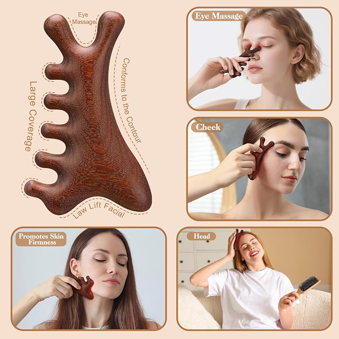 ProSuites 3 Pack Wooden Scalp Massager Tool Loc Combs,Long Handle Head Massage Scalp Loc Brush for Dreads,Multifunctional Hair Massager Tool for Men & Women