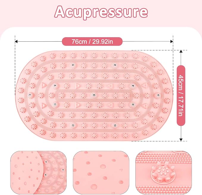 Silicone Acupressure Reflexology Foot Massage Mat for Tired Feet | Pink Foot Massage Mat with Raised Nubs to Relax Feet, Promote Blood Circulation, Ideal for Home or Office Use