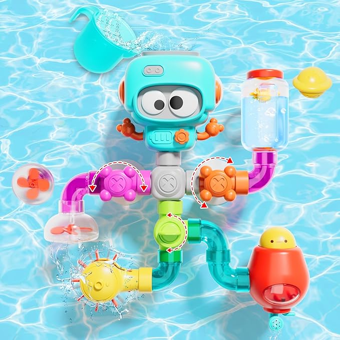 DIY Assemble Water Pipe, Bath Toys for Kids Ages 4-8, Building Kit for Ages 5-7, Fun Bath Tub Time Birthday Gifts for Toddlers 3 + Year Old Boys & Girls