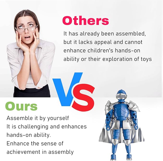 T13 Medieval Knight Action Figure, Knight Action Figures Assembly Required Knight Armor Action Figure Multi-Jointed Movable Medieval Action Figures Medieval Knight T13 Figure for Kids & Adults (Blue)