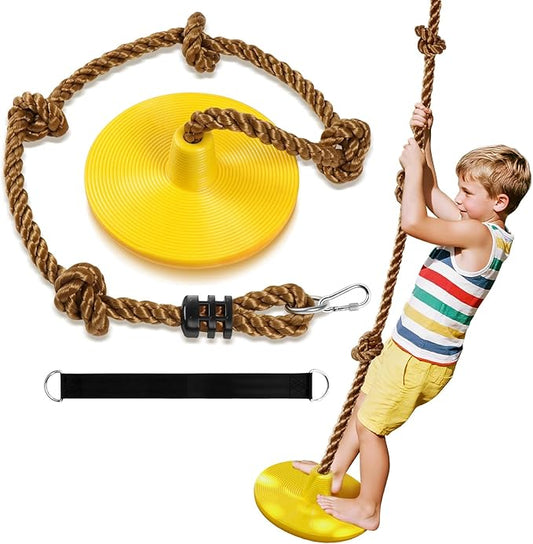 ZNCMRR Tree Swing for Kids Swing Set Accessories Climbing Rope for Kids with Disc Seat Rope Swings for Tree Disc Swing for Kid Outdoor Swings Easy Installation Heavy Duty Adjustable