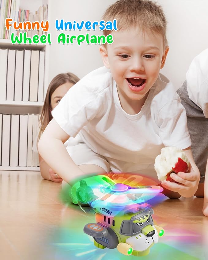 Tiger Style Kids Airplane Toy – Electric Helicopter Toy with Lights & Sounds, 360° Spinning Propeller, Bump-and-Go Action – Light-Up Toy for Toddlers Ages 3-7, Boys & Girls Birthday Gift