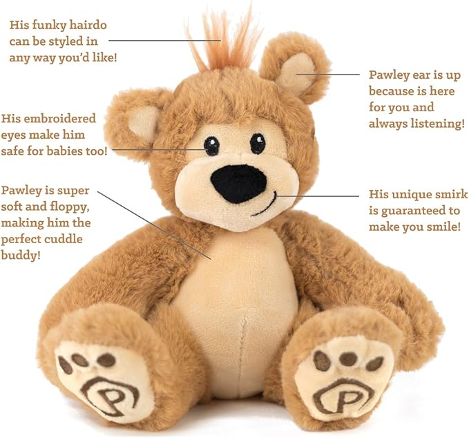 Plushible Pawley The 10" Teddy Bear Stuffed Animal - Teddy Bear Plush Toy with Embroidered Details, Soft Stuffed Toy for Babies, Toddlers & Kids, Ideal for Birthdays