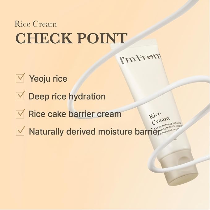 I’m From Rice Cream, Hydrating Face Moisturizer with Rice Water & Ceramide, Lightweight Barrier Cream for Dry & Combination Skin, Korean Skincare 1.69fl.oz