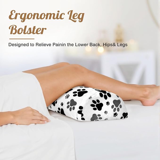Knee Pillow for Back Sleeping – Half Moon Bolster Pillow for Under Knee While Sleeping Support, Leg & Back Pain Relief (21.5x9x5 Inches)