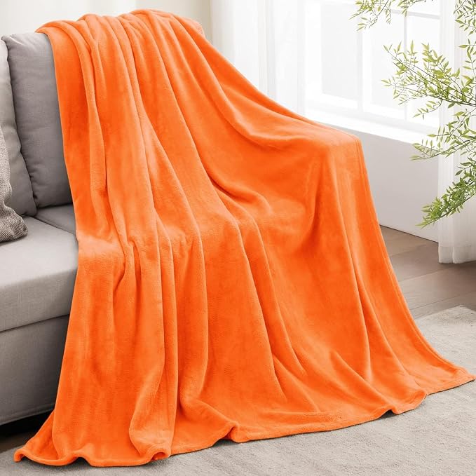 BEDELITE Orange Throw Blanket for Couch & Bed, Luxury Plush Cozy Fleece Blanket 50" x 60", Soft Lightweight Fall Throw Blanket for Home Furnishing | Ultra Soft Fleece, Plush Microfiber, Lightweight Warmth, Fall Decor, Fade Resistant, Machine Washable, ...