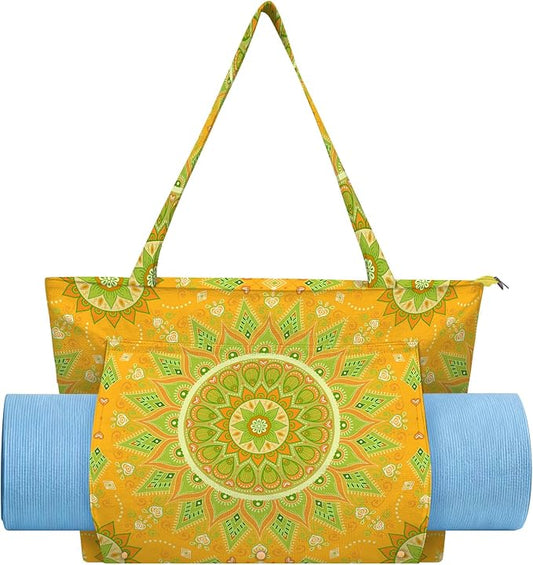 Mandala Yoga Mat Bag Large Yoga Bags and Carrier Fits All Your Stuff Yoga Tote Bags with Zipper Pocket Pilates Bag