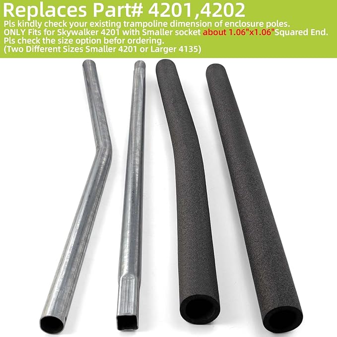 Trampoline Poles Replacement for Skywalker Or Jumpzylla,Galvanized Trampoline Enclosure Pole for Skywalker or Jumpzylla,Replace Parts#4201 4202 4135 OR for Jumpzylla 8ft 10ft&12ft 14ft