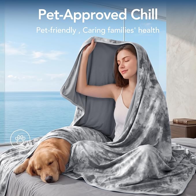 Cooling Blanket Queen Size 90"x90" for Hot Sleepers | Cold Summer Soft Blanket for Bed Couch and Travel Absorbs Heat Q-Max>0.35 Cool Lightweight Throw for Night Sweats Menopause
