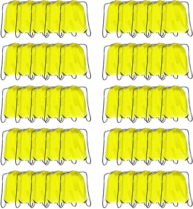 Drawstring Backpack Bulk 50 Packs Draw String Backpack Bags DIY Gym Sports Traveling Trip ride Pedestrianism Yoga Cinch Bag Sackpack Drawstring (yellow)