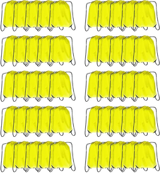 Drawstring Backpack Bulk 50 Packs Draw String Backpack Bags DIY Gym Sports Traveling Trip ride Pedestrianism Yoga Cinch Bag Sackpack Drawstring (yellow)