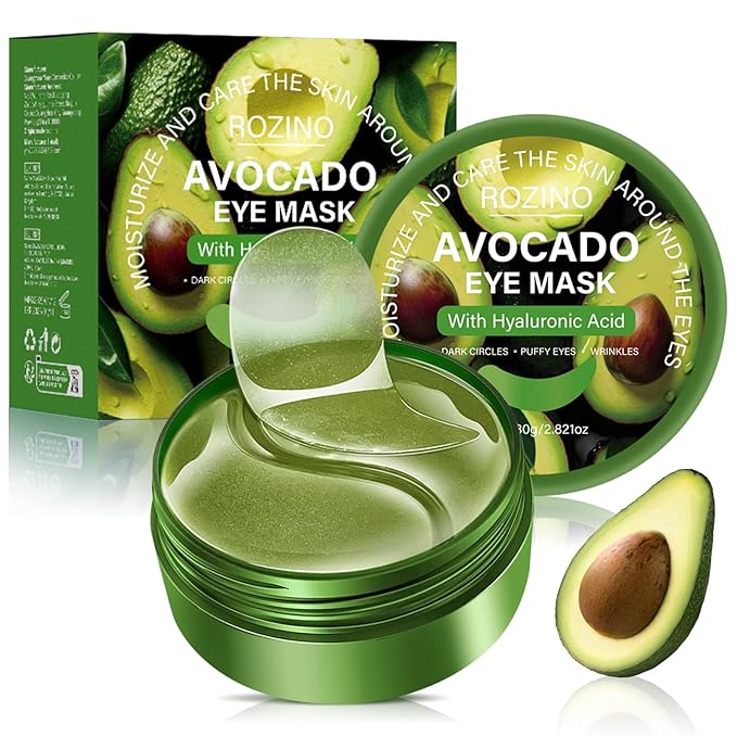 Avocado Under Eye Patches(30 Pairs),Under Eye Mask for Dark Circles, Puffy Eyes,EyeBags and Fine Lines,Made with Aloe Vera, Hyaluronic Acid (Avocado)