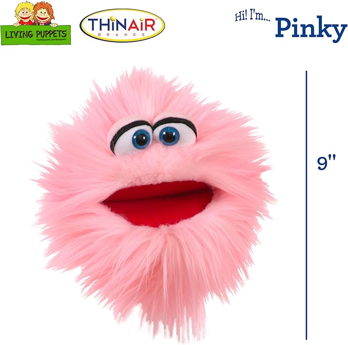 Living Puppets - Pinky The 9-Inch Pink Friendly Monster, Plush Hand Puppet for Boys and Girls