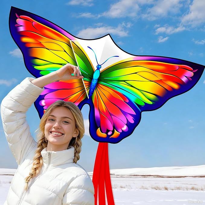 Butterfly Kites for Kids & Adults, Easy to Fly Design with Long Tail for Stability, for Kids Ages 4-8 & Beginners, Beach & Park Use | Family Outdoor Fun