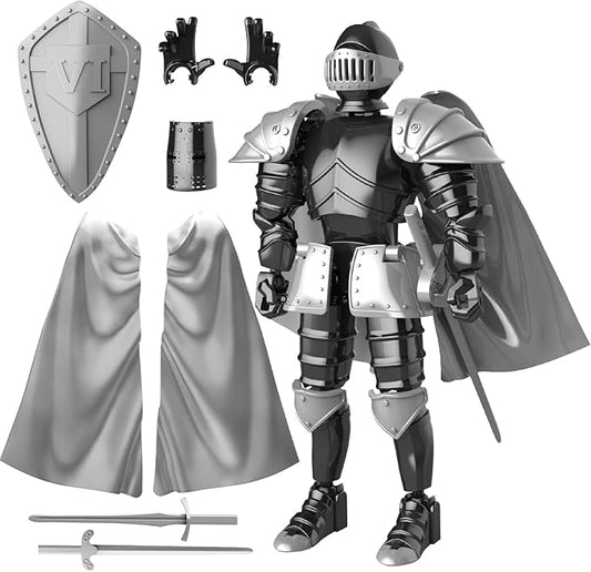 Knight Action Figures, Medieval Action Figures,Knight Armor Action Figure,Multi-Jointed Movable Robot Mannequin (Black)