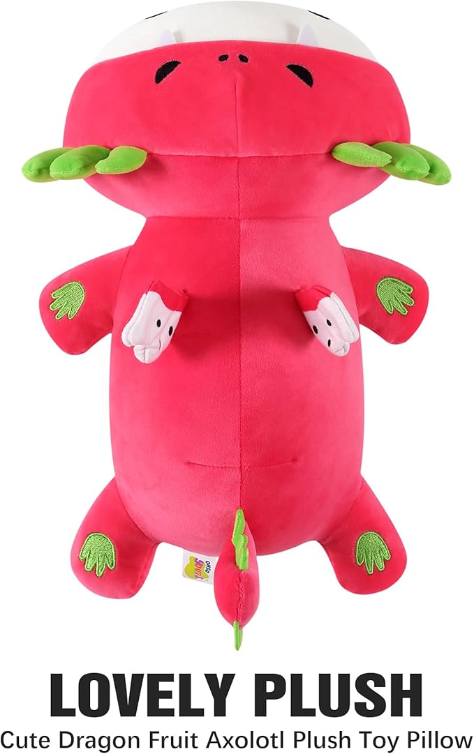 Onsoyours Cute Axolotl Dragon Fruit Plush, Soft Stuffed Animals Axolotl Pitaya Plush Pillow, Kawaii Plushie Toy for Kids (Axolotl Dragonfruit B, 13")