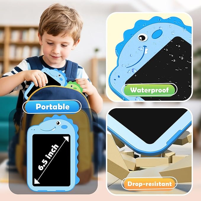 2 Pack LCD Writing Tablet for Kids, 6.5 Inch Colorful Doodle Board Drawing Tablet, Educational Kid Toys, Doodle Pad Dinosaur Toys for 3 4 5 6 7 8 Year Old Boys Girls