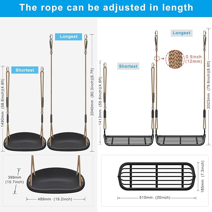 Dolibest Heavy Duty Swing Set Brackets – Complete Kit with 2 A-Frame Brackets, 4 Swing Leveling Base Brackets, 2 Swing Seats & 4 Swing Hangers for DIY Playground Equipment