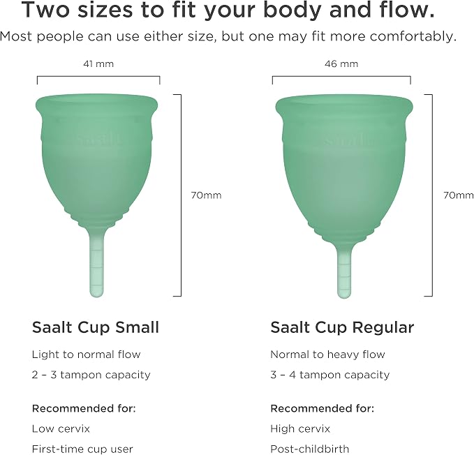 Saalt Twin Pack - Reusable Medical-Grade Silicone Period Cup - Wear for 12 Hours - Saalt Soft & Original Firmness (Regular)