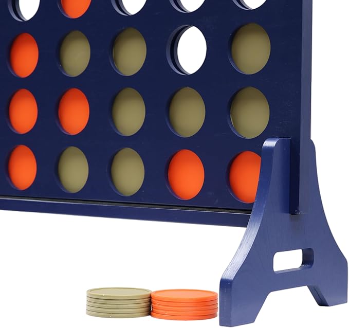 Tailgating Pros Premium Navy Giant Four in a Row with Carrying Case - Jumbo Oversized Outdoor Yard Game - Connect Multiple Pucks in a Row to Win - Many Puck Colors Available!