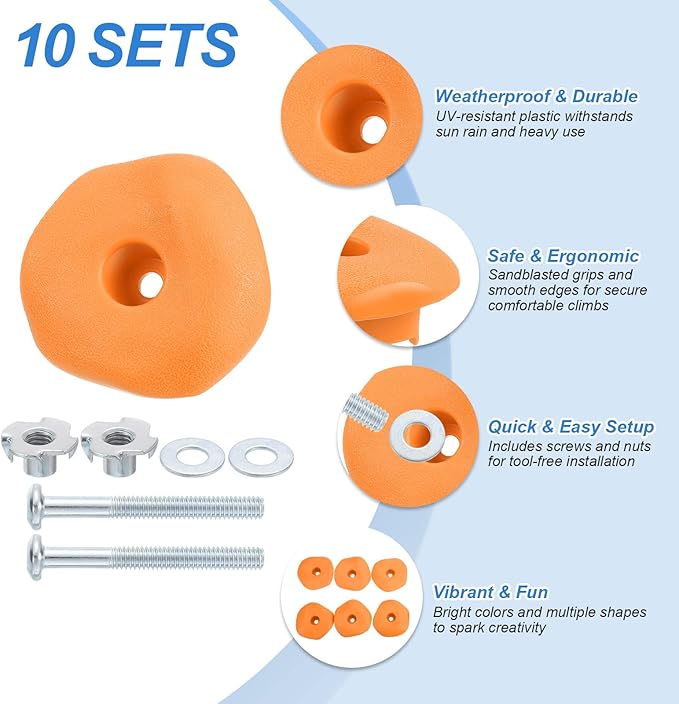 PATIKIL Rock Climbing Holds, Climbing Rock Wall Grips Play Set Climber Attachments with Single Holes for Playground