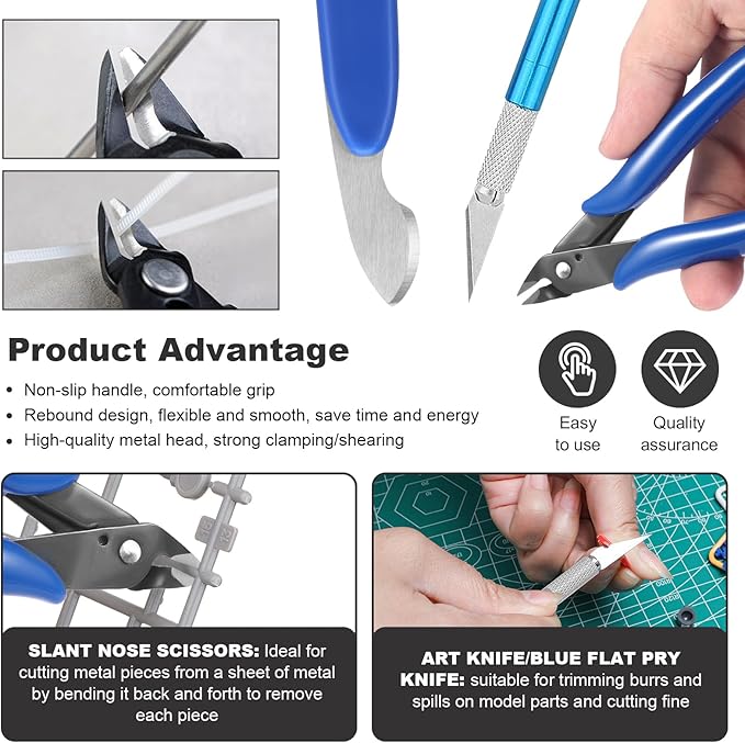 11PCS Model Kit Tools, Gundam Model Tool Kit, Hobby Building Tools Kit for Gundam Basic Model Assembling, Building and Repairing
